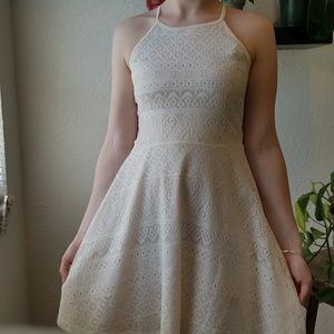 Off-white lace A-line dress
